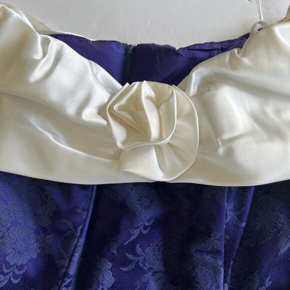 VTG 1980s Notorious Purple And White Prom Cocktail Dress Size 5 Rosette Tulle - Picture 6 of 9